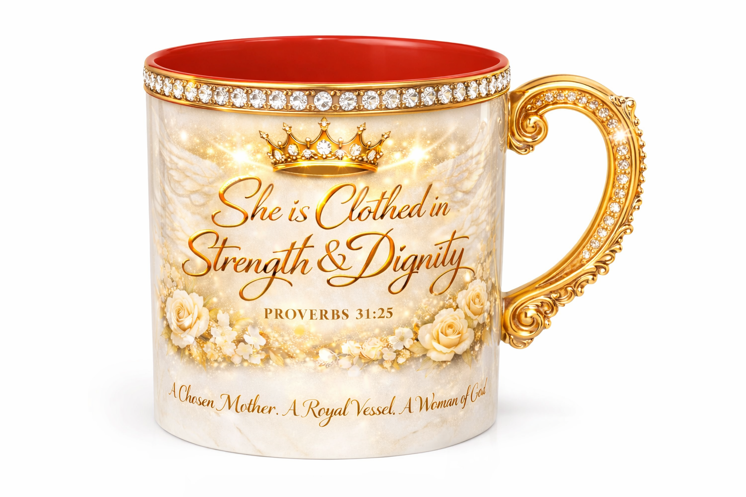 She Is Clothed in Strength & Dignity Coffee Mug — Proverbs 31 Inspirational Tea Cup