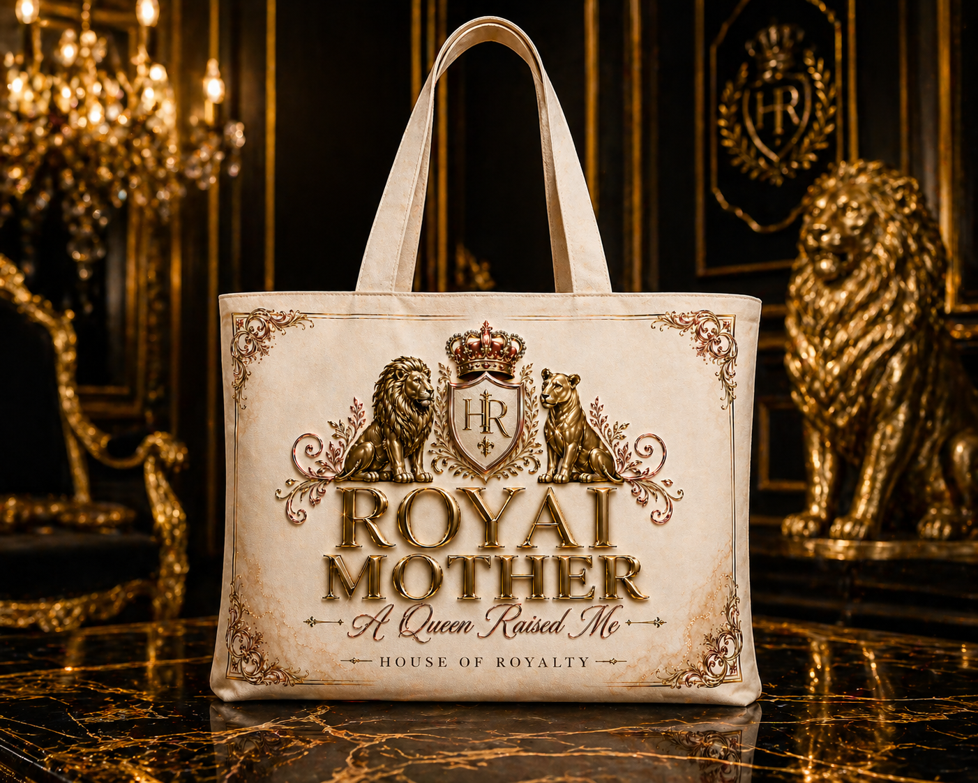 Royal Mother Weekender Bag — Regal Lion Crest Travel Tote