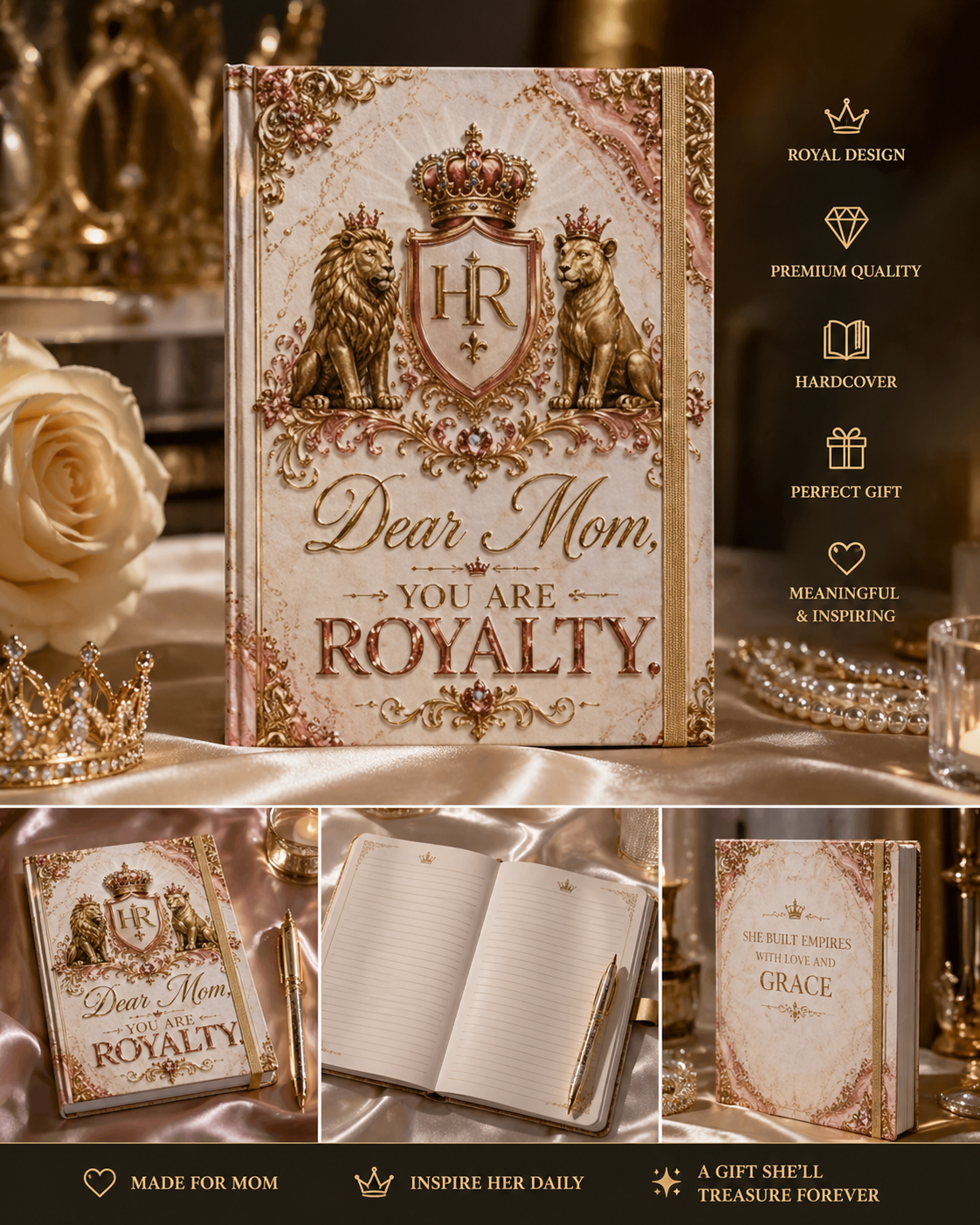 Dear Mom You Are Royalty Hardcover Journal — Elegant Mother’s Day Keepsake