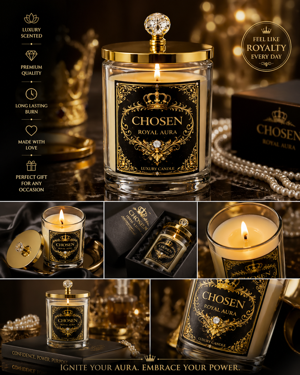 11oz Scented Glass Candle — Clean Soy Blend, Long-Lasting Home Fragrance