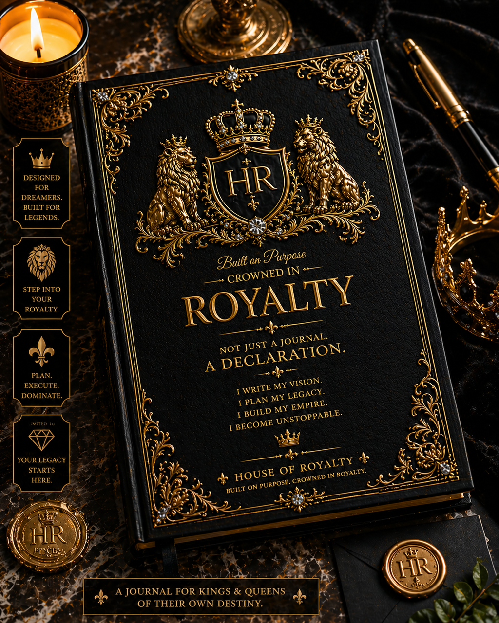 Royalty Hardcover Journal — "Built on Purpose, Crowned in Royalty" Matte Notebook