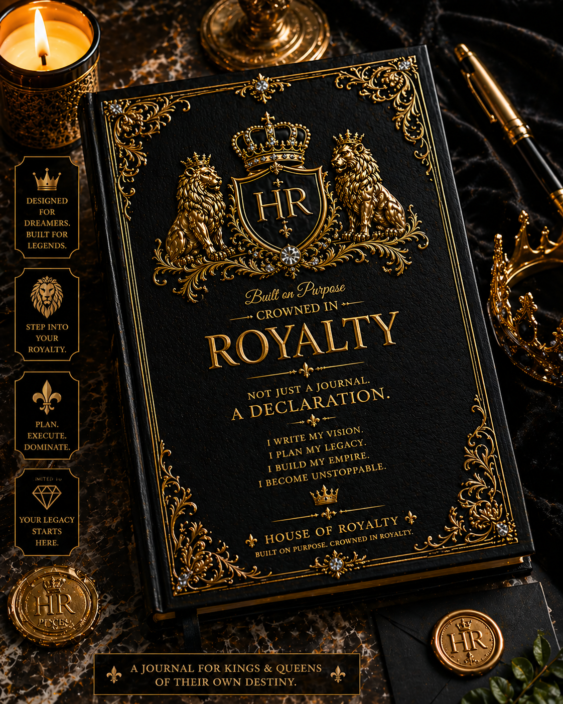 Royalty Hardcover Journal — "Built on Purpose, Crowned in Royalty" Matte Notebook