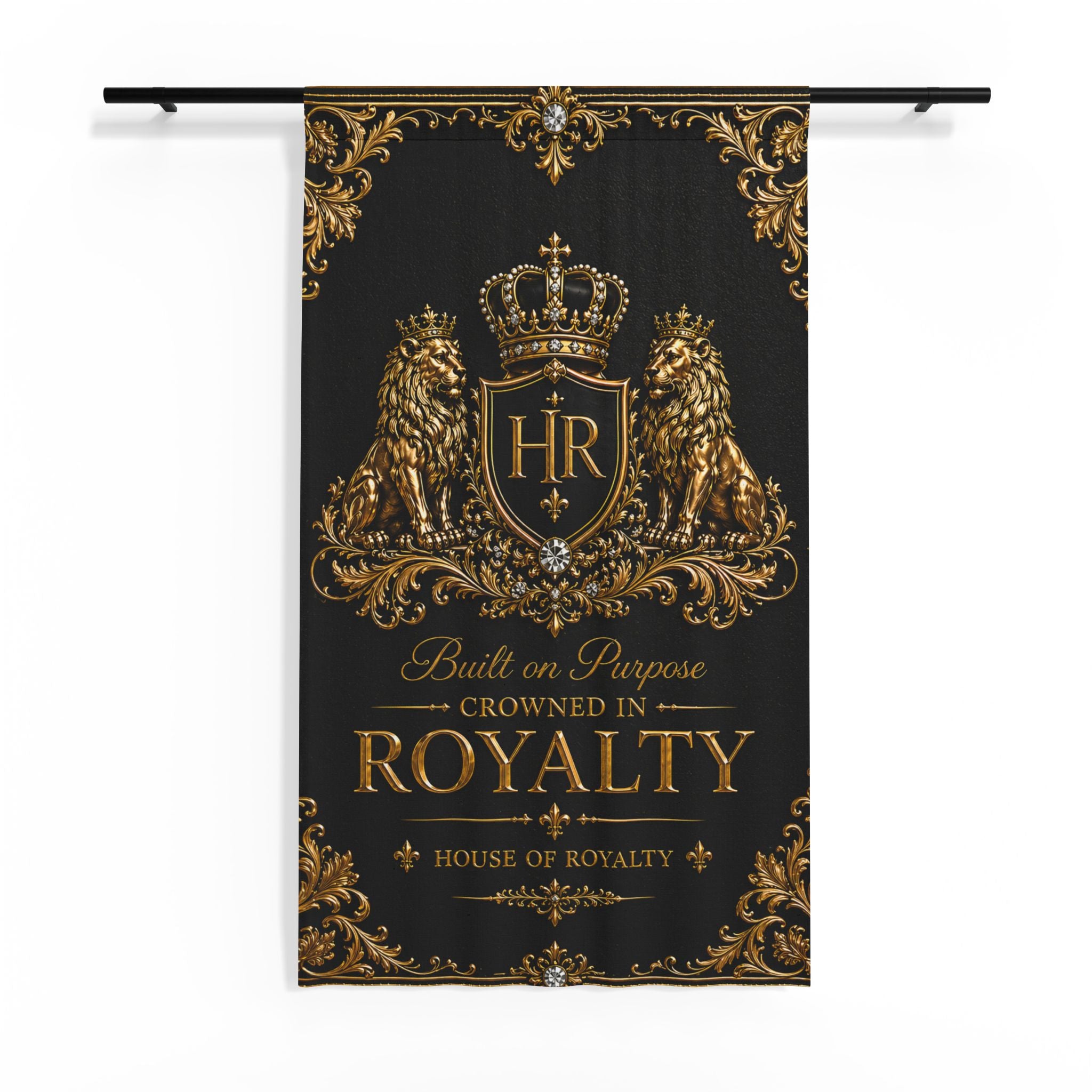 RoyaltY Gold Crest Sheer Window Curtain – 'Built on Purpose, Crowned in Royalty'